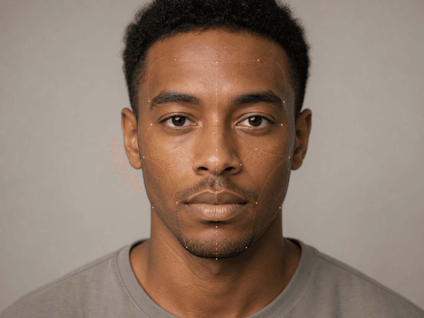 Subtle facial landmark analysis on a natural portrait